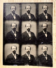 Load image into Gallery viewer, RARE UNCUT SHEET 9 MULTIPLE GEM TINTYPE PHOTO VICTORIAN MAN
