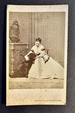 Load image into Gallery viewer, Affectionate Pose CDV Victorian Woman &amp; Her Black Newfoundland Dog 1860s Photo
