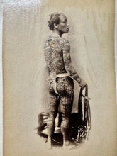 Load image into Gallery viewer, RARE FULL BODY ART JAPANESE TATTOO MAN FELICE BEATO ALBUMEN PHOTO 1870S
