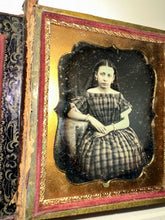 Load image into Gallery viewer, 1850s 1/6 PLATE DAGUERREOTYPE LITTLE GIRL CASUAL POSE LONG HAIR BOOK STYLE CASE

