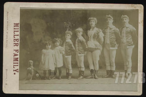 Miller Family with Dog Acrobat Cyclists Sideshow & Circus Int Cabinet Card Photo