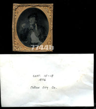 Load image into Gallery viewer, 1/6 Tintype Photo CANON CITY COLORADO Gold Rush Miner? Gold Nugget Ring Tie Pin
