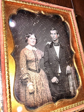 Load image into Gallery viewer, 1/4 Daguerreotype Photo Handsome Man &amp; Pretty Woman, Husband Wife Sealed 1800s
