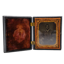 Load image into Gallery viewer, Original Tintype of an African American Man in Thermoplastic Case 1800s Antique
