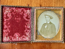 Load image into Gallery viewer, HANDSOME MAN WEARING WESTERN STYLE COWBOY HAT 1/6 PLATE DAGUERREOTYPE PHOTO
