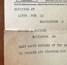 Load image into Gallery viewer, 1929 President HERBERT HOOVER Western Union Telegram Signed President of the US
