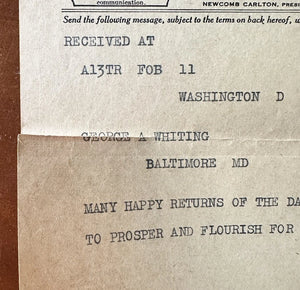 1929 President HERBERT HOOVER Western Union Telegram Signed President of the US