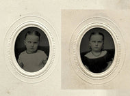 2 Miniature 1860s Tintype Photos Blind Girl Black White Dress Not Post Mortem