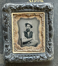 Load image into Gallery viewer, Great Tintype Photo Cigar Smoking Gambler Great Pose Top Hat Civil War Man 1860s
