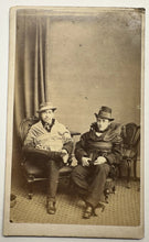 Load image into Gallery viewer, Two Men In Unusual Hats &amp; Ethnic Clothing Boston CDV 1860s 1870s Maybe Rare
