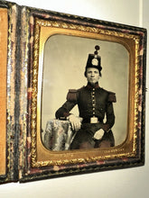 Load image into Gallery viewer, 1/6 Tinted Ambrotype Soldier in Militia Uniform New York Photo BACON Civil War
