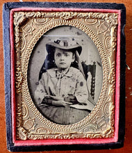 Load image into Gallery viewer, Little Girl in Summer Hat 1/9 Plate Tintype in Case Civil War Era 1860s Sick?
