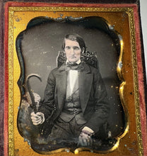 Load image into Gallery viewer, STAR OF DAVID Design? 1/6 Daguerreotype Old Man With Walking Cane Sealed Jewish

