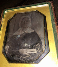 Load image into Gallery viewer, early 1840s daguerreotype woman wearing eyeglass holding book scovills plate
