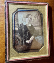 Load image into Gallery viewer, 1840S DAGUERREOTYPE POSSIBLE ID&#39;D PRETTY WOMAN, TINTED, PAINTED BACKDROP, SEALED
