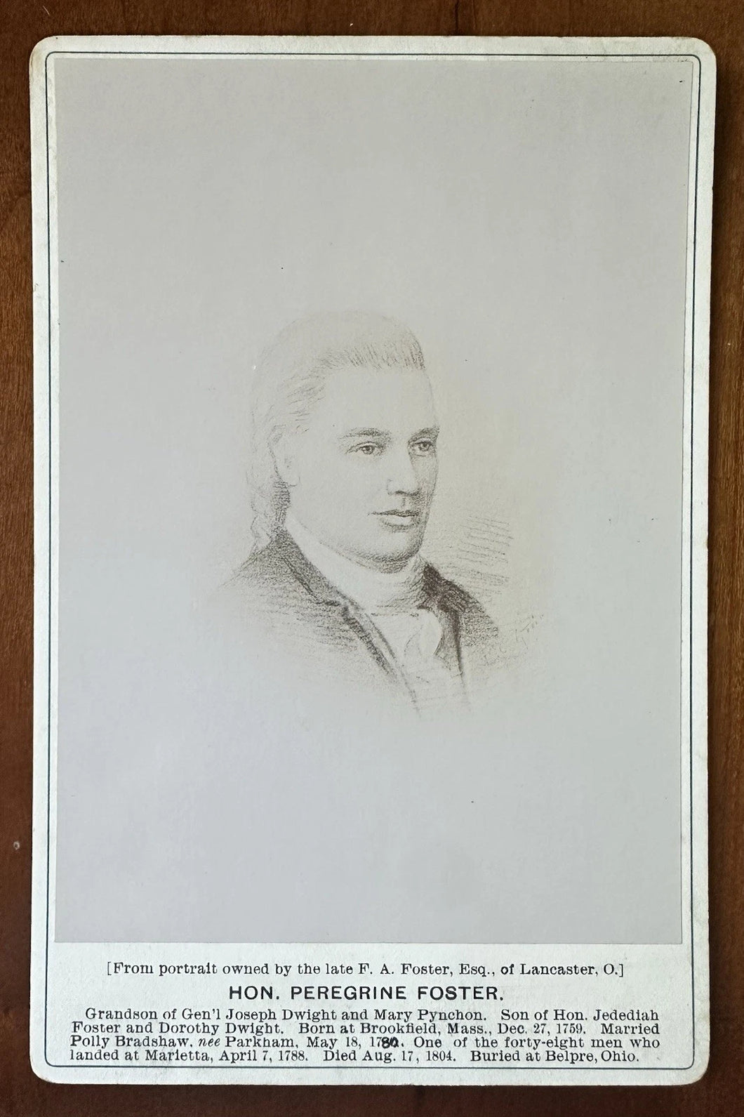 REVOLUTIONARY WAR Soldier PEREGRINE FOSTER Rare Cabinet Card Ohio Photo Antique