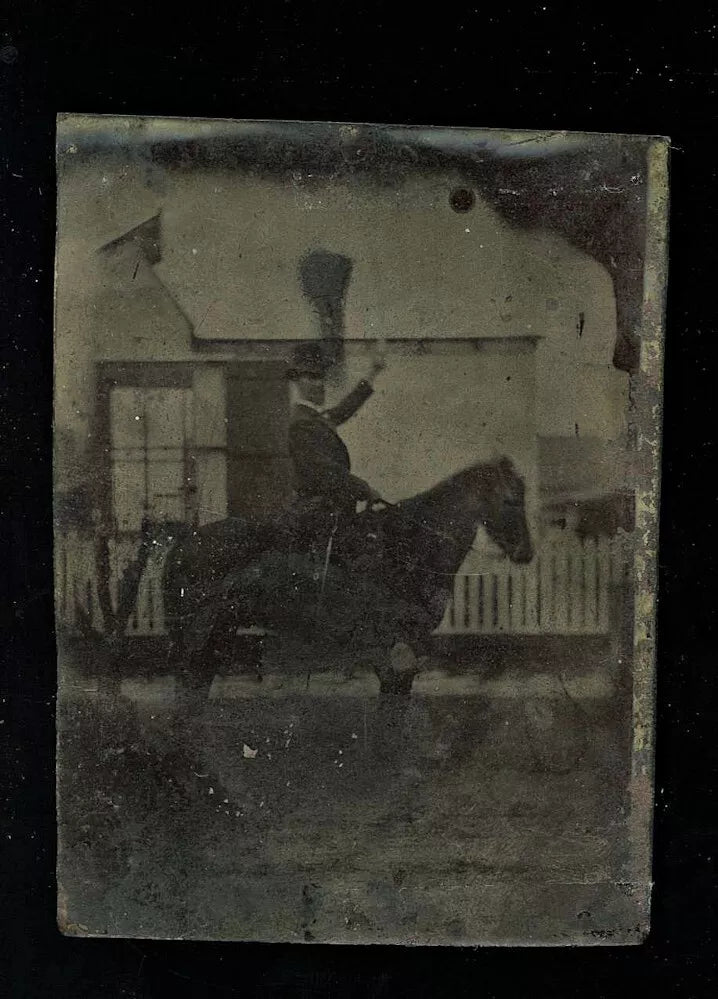 man on horseback holding civil war cavalry saber? louisville kentucky 1860s photo