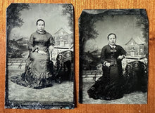 Load image into Gallery viewer, Antique Tintype Photos Women With Bird In Cage Unusual Lot Birdcage
