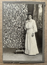 Load image into Gallery viewer, Antique Photo Woman Posing with Amazing Homemade Quilt Rare Crazy Quilt Pattern
