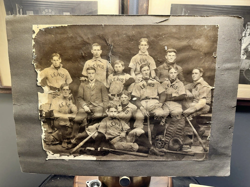 Large Antique LEWIS Baseball Team & Manager - Maine? Photo Original