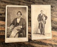 Load image into Gallery viewer, TWO Slave Era 1860s CDV Photo African American Men in Nevada Civil War Tax Stamp

