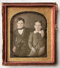 Load image into Gallery viewer, 1840s Daguerreotype Little Boys / Brothers Affectionate Pose / Sealed Photo
