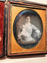 Load image into Gallery viewer, Post Mortem Woman Holding Baby 1/6 Daguerreotype 1850s Photo Mourning 1800s
