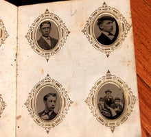Load image into Gallery viewer, Miniature 1860s 1870s Tintype Album 64 Gem Photos Men Women Children Groups
