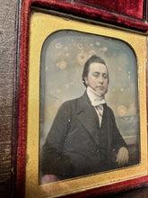 Load image into Gallery viewer, 1/6 tinted daguerreotype handsome man Moroccan leather case 1850s Photo Color
