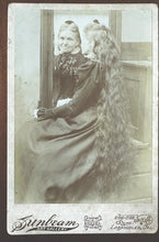 Load image into Gallery viewer, ID&#39;d Woman with Long Hair in Mirror 1900s Cabinet Card Los Angeles WILCOX Photo
