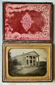 1/4 AMBROTYPE PHOTO OUTDOOR BUILDING COURTHOUSE IN NEW YORK? 1850s