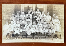 Load image into Gallery viewer, Little Girls Sew / Knitting Class Antique Photo RPPC Vintage 1910s Schoolhouse
