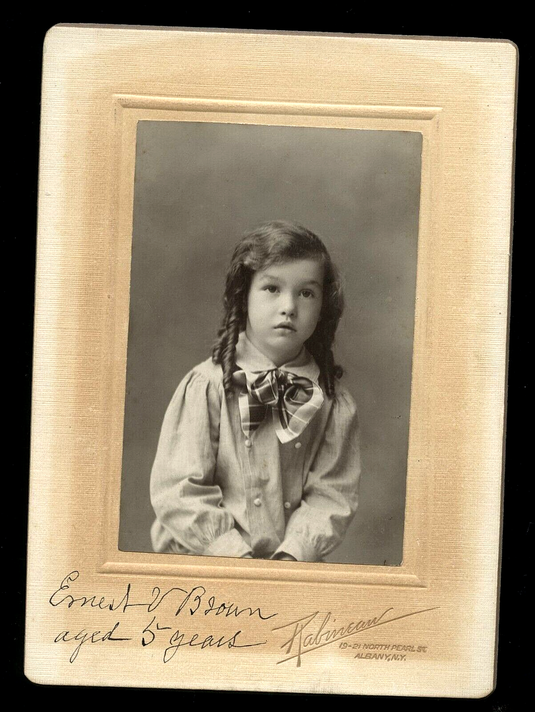 ID'D LITTLE BOY LONG CURLS IN HAIR ERNEST V. BROWN ALBANY NEW YORK 1900s PHOTO