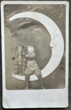 Load image into Gallery viewer, “REST IN PEACE” SAD RPPC BOY &amp; Cocker Spaniel DOG Paper Moon Photo Antique RIP
