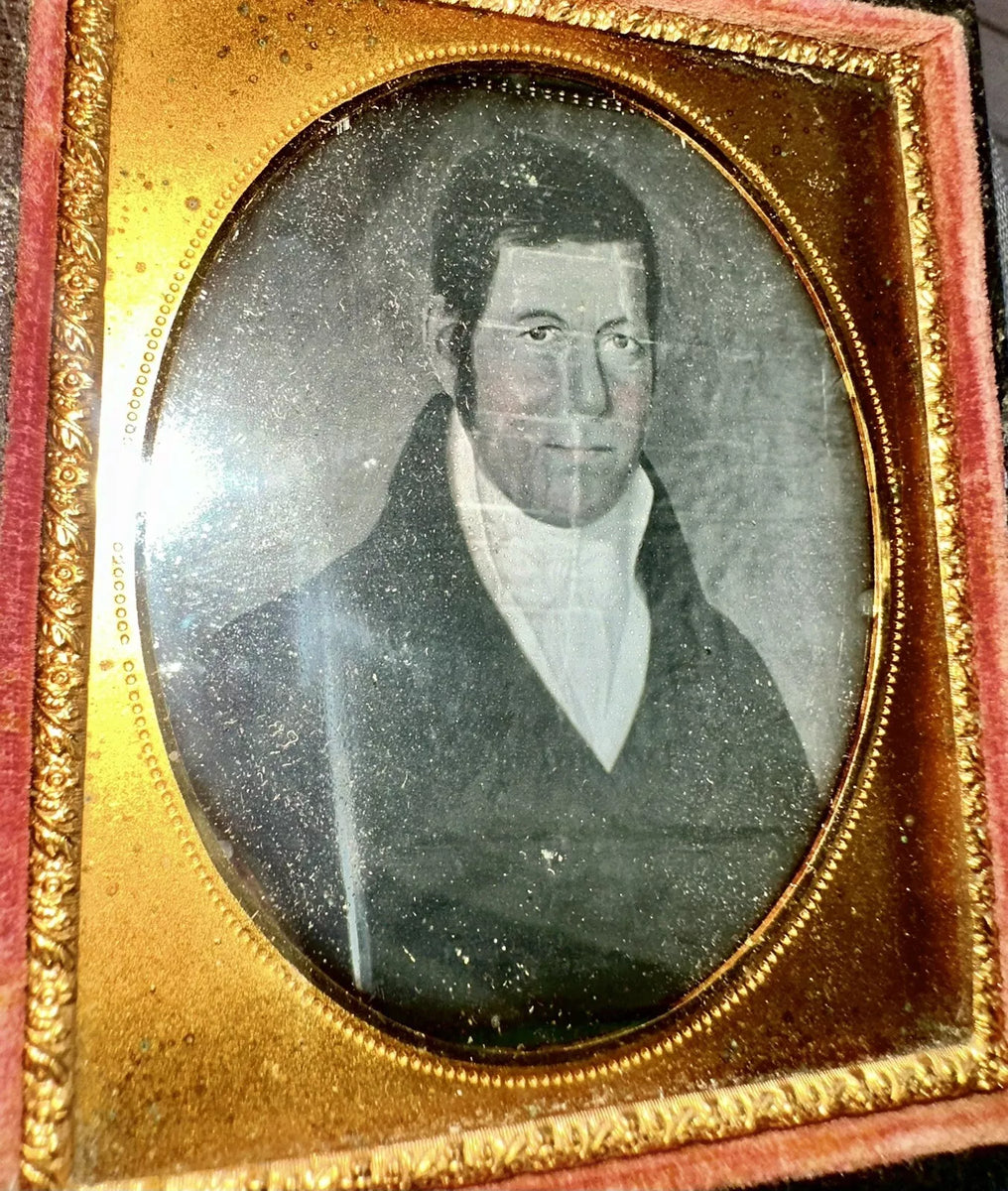 George Fishley Sealed Daguerreotype Photo Painting Of A Man Revolutionary War Colonia ...