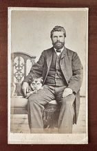 Load image into Gallery viewer, Handsome Bearded Man Dog In Lap New Orleans Photographer 1860s CDV Photo

