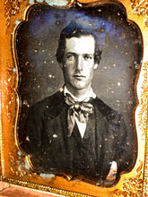 Load image into Gallery viewer, HANDSOME BLUE EYED MAN STAGE DRIVER NEW YORK MICHIGAN DAGUERREOTYPE PHOTO ID'D
