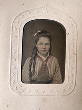 Load image into Gallery viewer, Civil War Era Tintypes Little Girls Sisters Friends Patriotic Mats Tinted 1860s
