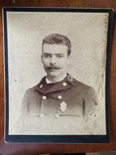 Load image into Gallery viewer, HUGE 10x8 Fireman in Dress Uniform 1890s IMPERIAL MOUNT Rare Antique Photo 1800s

