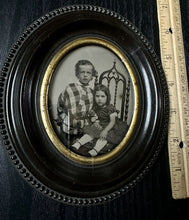 Load image into Gallery viewer, 1/4 PLATE Ambrotype ID&#39;d Vermont Children Siblings In Thermoplastic Wall Frame
