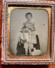 Load image into Gallery viewer, Lamb Sculpture - Memorial Art? 1850s Ambrotype Little Virginia Girl Holds Rose
