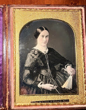 Load image into Gallery viewer, Beautiful Woman Holding Fan McClees &amp; Germon Philadelphia Daguerreotype 1840s
