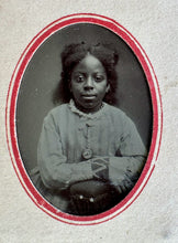 Load image into Gallery viewer, Best Friends White &amp; African American Girls Taken Same Day Tintype Photos 1800s
