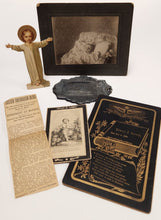 Load image into Gallery viewer, Lot of Antique Mourning / Memorial Items incl Coffin Plate &amp; Post Mortem Baby
