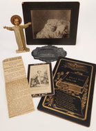 Lot of Antique Mourning / Memorial Items incl Coffin Plate & Post Mortem Baby