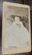 Load image into Gallery viewer, CDV Photo, Post Mortem Baby / Infant Holding Flowers, Peoria Illinois circa 1870
