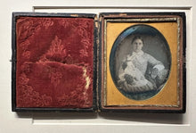 Load image into Gallery viewer, Post Mortem Woman Holding Baby 1/6 Daguerreotype 1850s Photo Mourning 1800s
