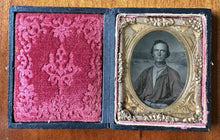 Load image into Gallery viewer, Civil War Era Tintype Man In Red Shirt Soldier Miner Or Fireman? 1860s Photo
