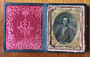 Civil War Era Tintype Man In Red Shirt Soldier Miner Or Fireman? 1860s Photo