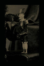 Load image into Gallery viewer, RARE Antique Tintype Photo Little Boy Holding Punch (and Judy) Clown Wind Up Toy
